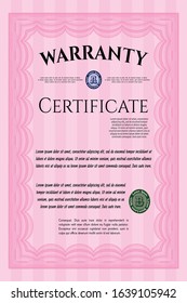 Pink Warranty. Cordial design. Customizable, Easy to edit and change colors. Printer friendly. 