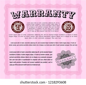 Pink Warranty. Cordial design. Easy to print. Vector illustration. 