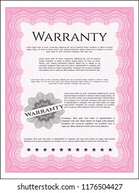 Pink Warranty. Customizable, Easy to edit and change colors. With great quality guilloche pattern. Elegant design. 