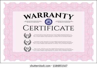 Pink Warranty. Customizable, Easy to edit and change colors. With linear background. Modern design. 