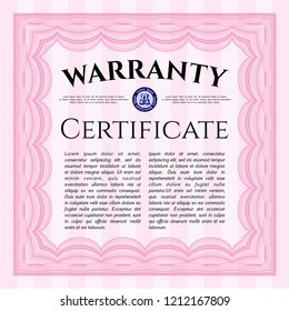Pink Warranty. Customizable, Easy to edit and change colors. Printer friendly. Cordial design. 