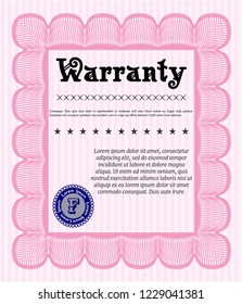 Pink Warranty. Customizable, Easy to edit and change colors. With great quality guilloche pattern. Sophisticated design. 