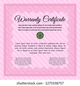 Pink Warranty. Customizable, Easy to edit and change colors. With background. Perfect design. 