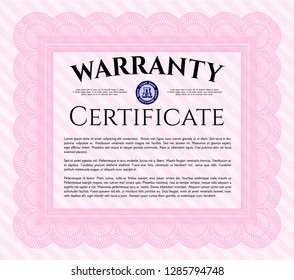 Pink Warranty. Customizable, Easy to edit and change colors. Complex background. Sophisticated design. 