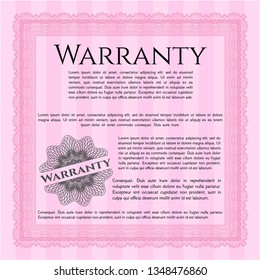 Pink Warranty. Customizable, Easy to edit and change colors. Complex background. Superior design. 