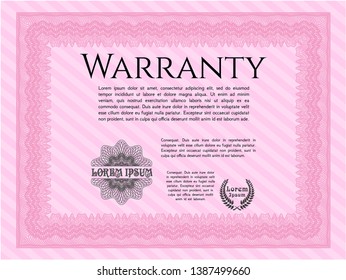 Pink Warranty. Customizable, Easy to edit and change colors. With background. Money design. 