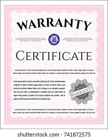 Pink Warranty. Customizable, Easy to edit and change colors. With complex linear background. Retro design. 