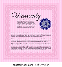 Pink Warranty. Detailed. Complex background. Beauty design. 