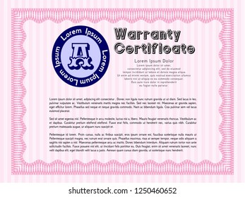 Pink Warranty. Easy to print. Customizable, Easy to edit and change colors. Cordial design. 