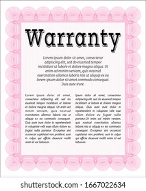 Pink Warranty. Easy to print. Perfect design. Detailed. 