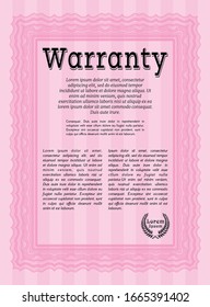 Garantía rosa. Buen diseño. Con fondo lineal complejo. Detallado. 