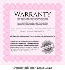 Pink Warranty. With great quality guilloche pattern. Detailed. Good design. 