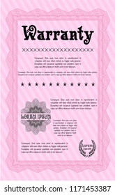 Pink Warranty. With guilloche pattern. Customizable, Easy to edit and change colors. Superior design. 