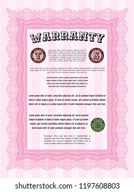 Pink Warranty. With guilloche pattern. Customizable, Easy to edit and change colors. Superior design. 