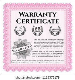  Pink Warranty. With linear background. Customizable, Easy to edit and change colors. Modern design. 