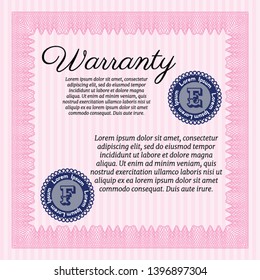 Pink Warranty. With linear background. Customizable, Easy to edit and change colors. Excellent design. 