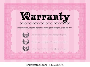 Pink Warranty. With linear background. Customizable, Easy to edit and change colors. Money design. 