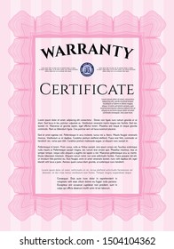 Pink Warranty. With linear background. Customizable, Easy to edit and change colors. Money design. 