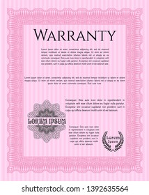 Pink Warranty. With linear background. Good design. Vector illustration. 