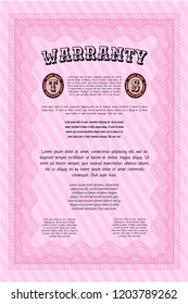 Pink Warranty. Lovely design. Customizable, Easy to edit and change colors. With quality background. 