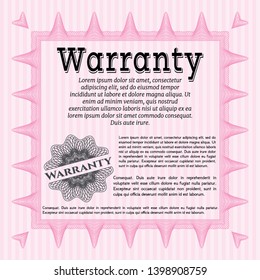 Pink Warranty. Modern design. Easy to print. Vector illustration. 