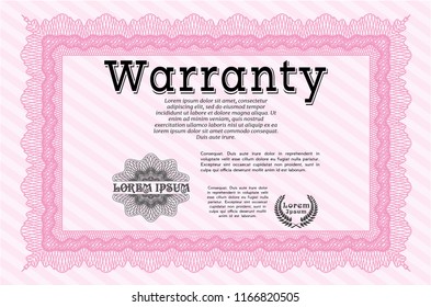 Pink Warranty. Money Pattern. Complex background. Vector illustration. 