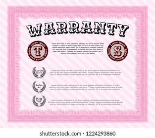 Pink Warranty. Money Pattern design. Customizable, Easy to edit and change colors. With quality background. 
