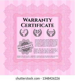 Pink Warranty. Money Pattern design. With quality background. Customizable, Easy to edit and change colors. 