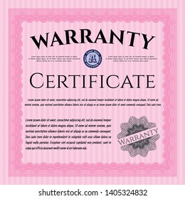 Pink Warranty. Money Pattern. Printer friendly. Customizable, Easy to edit and change colors. 