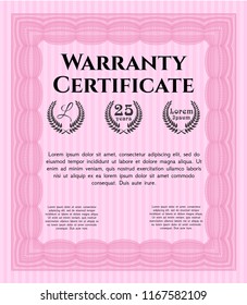 Pink Warranty. Money Pattern. Vector illustration. Easy to print. 