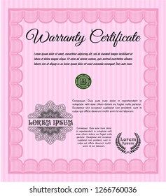 Pink Warranty. Nice design. With linear background. Customizable, Easy to edit and change colors. 