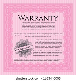 Pink Warranty. Perfect design. With linear background. Detailed. 