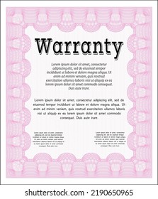 Pink Warranty. Perfect design.  With linear background.  Customizable, Easy to edit and change colors. 