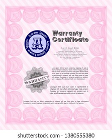 Pink Warranty. Printer friendly. Money Pattern. Vector illustration. 