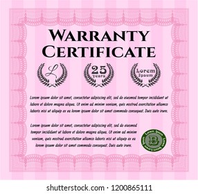 Pink Warranty. With quality background. Customizable, Easy to edit and change colors. Cordial design. 