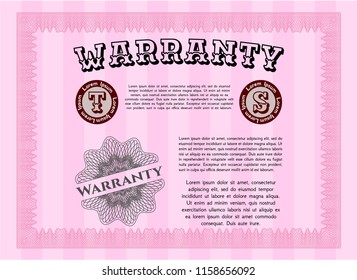 Pink Warranty. Sophisticated design. Customizable, Easy to edit and change colors. With quality background. 