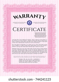 Pink Warranty template. Artistry design. Customizable, Easy to edit and change colors. With quality background. 