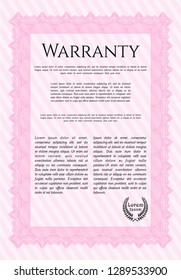 Pink Warranty template. With background. Customizable, Easy to edit and change colors. Superior design. 