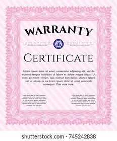 Pink Warranty template. Beauty design. Easy to print. Customizable, Easy to edit and change colors. 