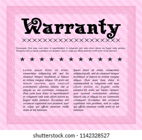 Pink Warranty template. With complex background. Modern design. Customizable, Easy to edit and change colors. 