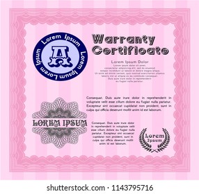Pink Warranty template. Complex background. Artistry design. Customizable, Easy to edit and change colors. 