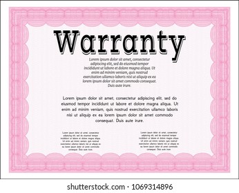 Pink Warranty template. Customizable, Easy to edit and change colors. With quality background. Perfect design. 