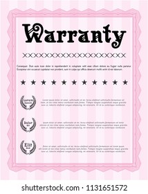Pink Warranty template. Customizable, Easy to edit and change colors. Printer friendly. Retro design. 