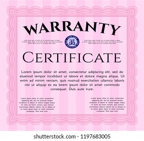  Pink Warranty template. Customizable, Easy to edit and change colors. Complex background. Lovely design. 