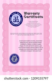 Pink Warranty template. Customizable, Easy to edit and change colors. With complex linear background. Superior design. 