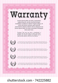 Pink Warranty template. Customizable, Easy to edit and change colors. With background. Excellent design. 