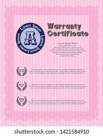Pink Warranty template. Good design. Easy to print. Customizable, Easy to edit and change colors. 