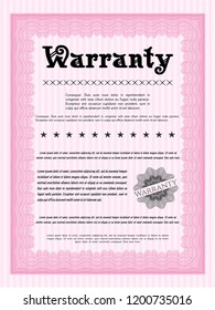 Pink Warranty template. With guilloche pattern. Perfect design. Customizable, Easy to edit and change colors. 