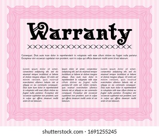 Pink Warranty template. With guilloche pattern. Customizable, Easy to edit and change colors. Sophisticated design. 
