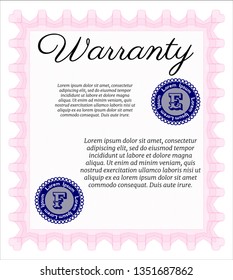 Pink Warranty template. With linear background. Good design. Customizable, Easy to edit and change colors. 
